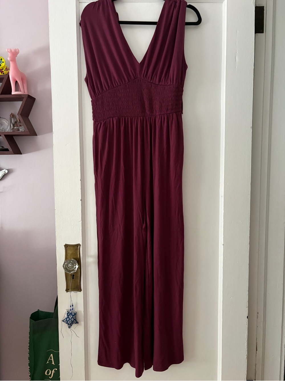 Old Navy Sleeveless V-Neck Wide-Leg Jumpsuit - Wine